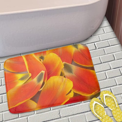 Bold Orange Tulip Flower Petals Photograph Bathroom Mat