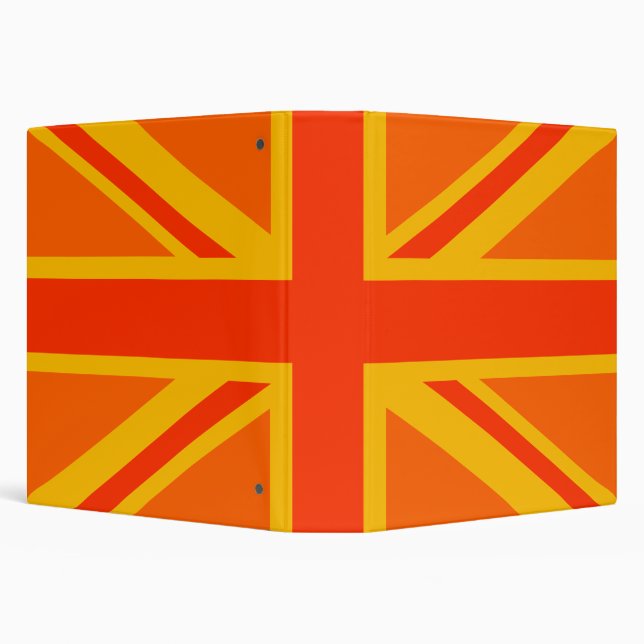 Bold Orange Union Jack British Flag Swag 3 Ring Binder (Background)