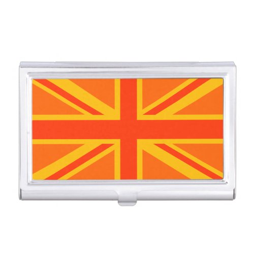 Bold Orange Union Jack British Flag Swag Business Card Case
