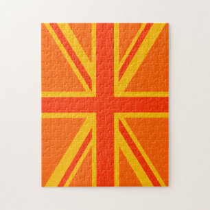 Bold Orange Union Jack British Flag Swag Jigsaw Puzzle