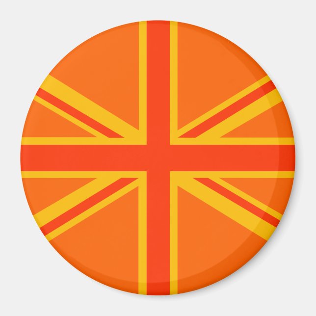 Bold Orange Union Jack British Flag Swag Magnet (Front)
