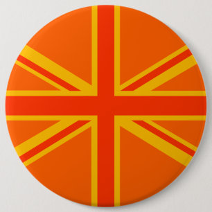 Bold Orange Union Jack British Flag Swag Pinback Button