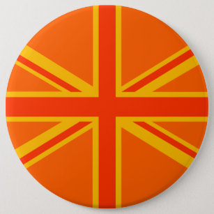 Bold Orange Union Jack British Flag Swag Pinback Button