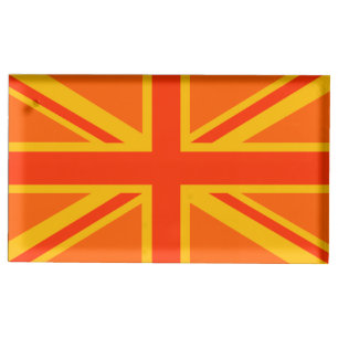Bold Orange Union Jack British Flag Swag Table Card Holder