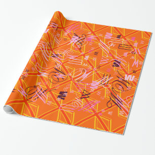 Bold Orange Union Jack British Flag Swag Wrapping Paper