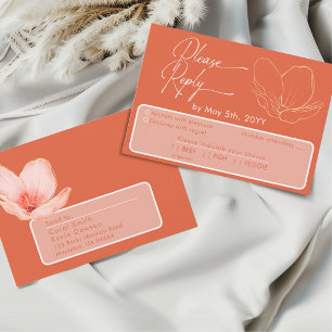 Bold Orange Verona Sunset Attendance & Meal Choice RSVP Card