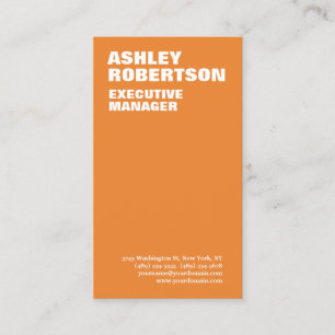 Bold Orange White Modern Professional Minimalist Business Card