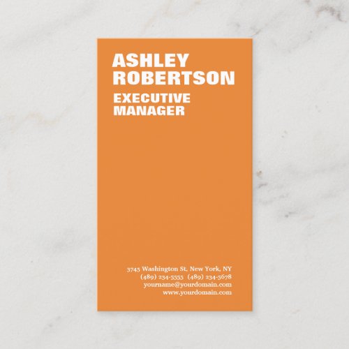 Bold Orange White Modern Professional Minimalist Business Card