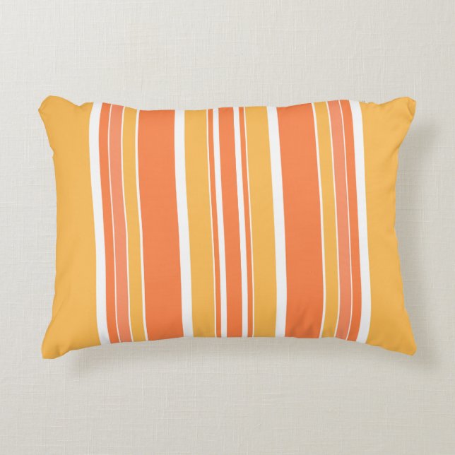 Bold Orange Yellow Stripes Accent Pillow (Front)