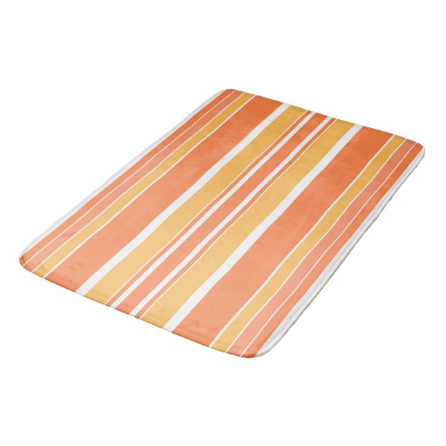 Bold Orange Yellow Stripes Bath Mat (Angled)