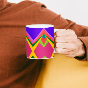 Bold Orchid & Gold Abstract Retro Geometric Art Coffee Mug