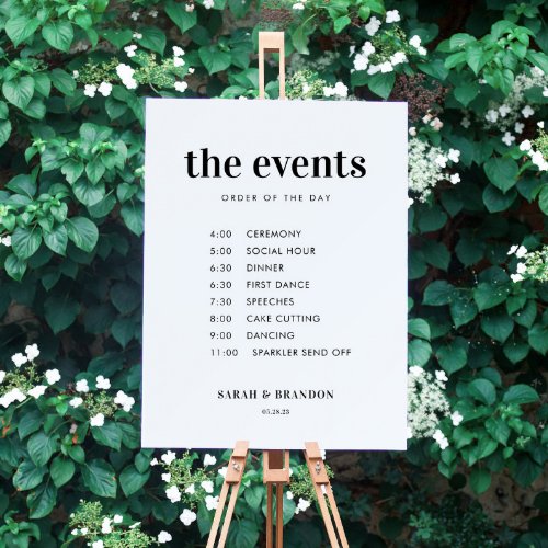 Bold Order Of Events Wedding Day Sign