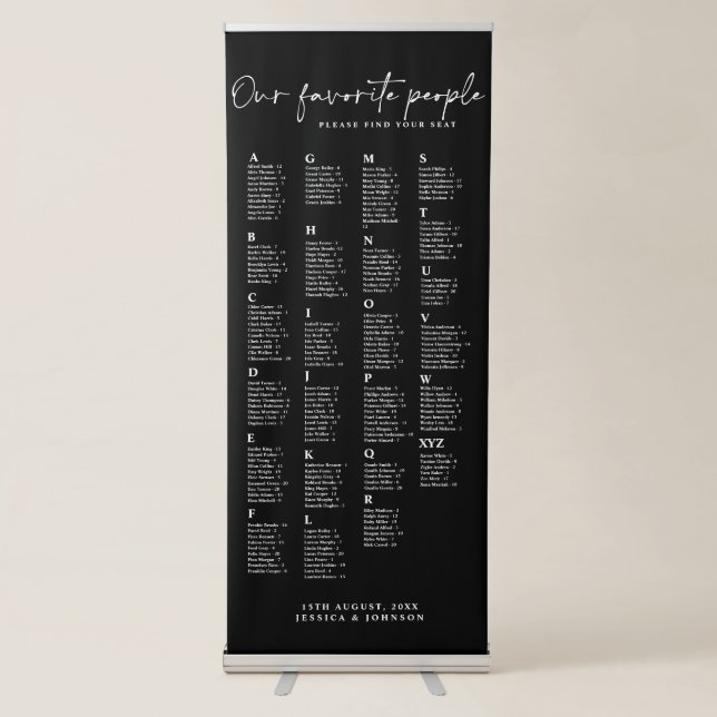 Bold Our Favorite People Wedding Seating Chart  Retractable Banner (Front)