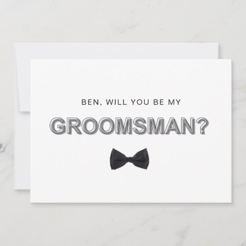Bold outline groomsman proposal card