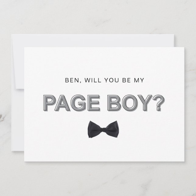 Bold outline page boy proposal card (Front)
