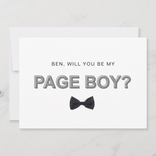 Bold outline page boy proposal card