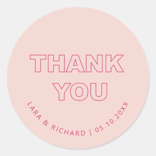 Bold Outline Thank You Sticker Label