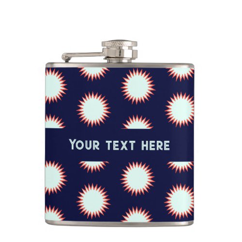 Bold Outlined Blue and Orange Flash Pattern Flask