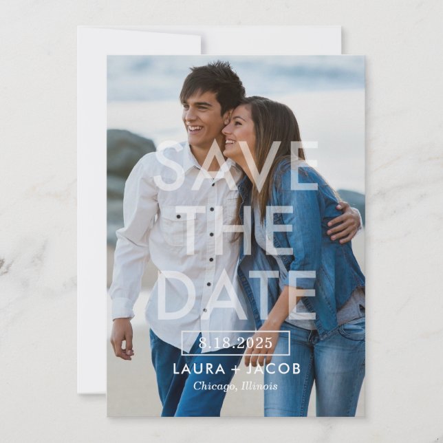 Bold Overlay Editable Color Save The Date Card (Front)