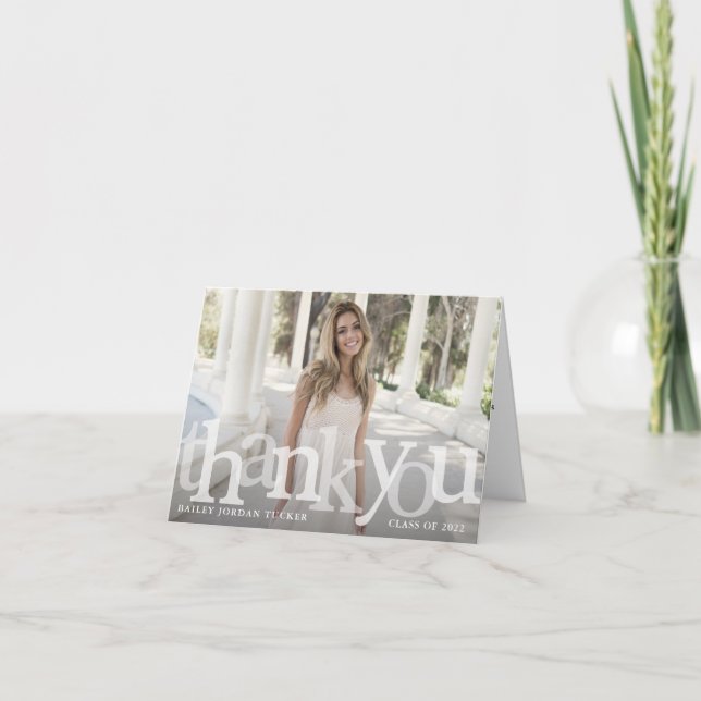 Bold Overlay Graduation Class Year Thank You Card (Front)