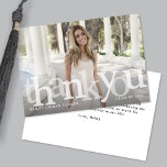 Bold Overlay Graduation Class Year Thank You Card<br><div class="desc">This graduation thank you design features a bold typography overlay showcasing one photo of the new graduate. Click the customize button for more options for modifying the text on the front and back, and/or the photo! Variations of this design as well as coordinating products are available in our shop, zazzle.com/store/doodlelulu....</div>