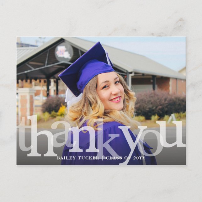 Bold Overlay Graduation Thank You Postcard (Front)