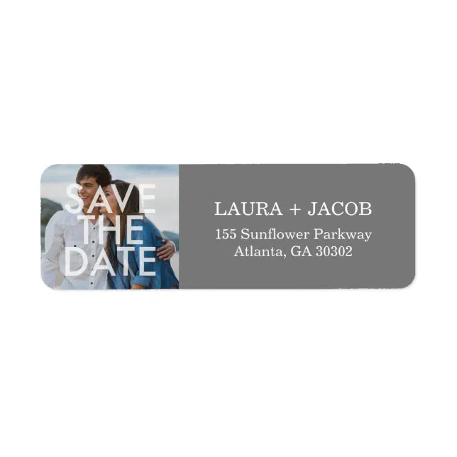 Bold overlay save the date return address labels zazzle