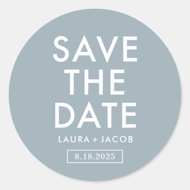 Bold Overlay Save The Date Sticker Editable Color (Front)