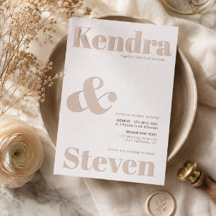 Bold Oversized Modern Names Wedding Letterpress Invitation