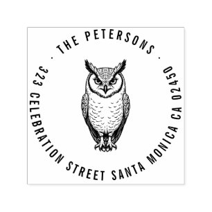 Bold Owl Return Address Stamp