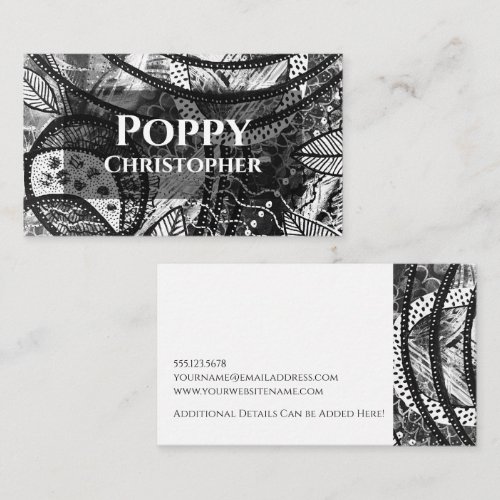Bold Painted Acrylic Abstract Black & White Business Card
