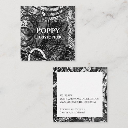 Bold Painted Acrylic Abstract Black & White Square Business Card