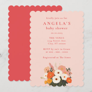 Bold Painted Floral Bouquet Baby Shower Invitation