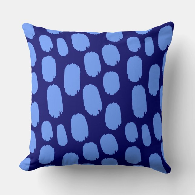 Bold Painted Spots - Baby Blue on Dark Blue 000066 Throw Pillow (Front)