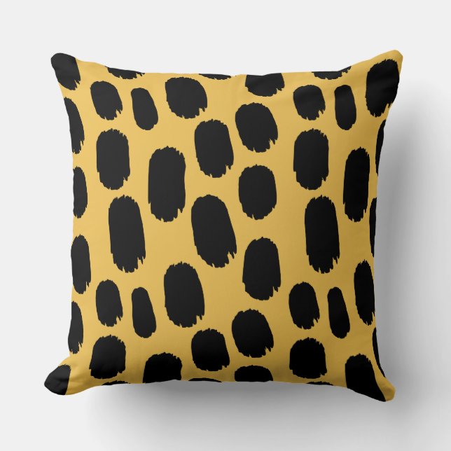 Bold Painted Spots - Black on Amber efc050 Throw Pillow (Front)