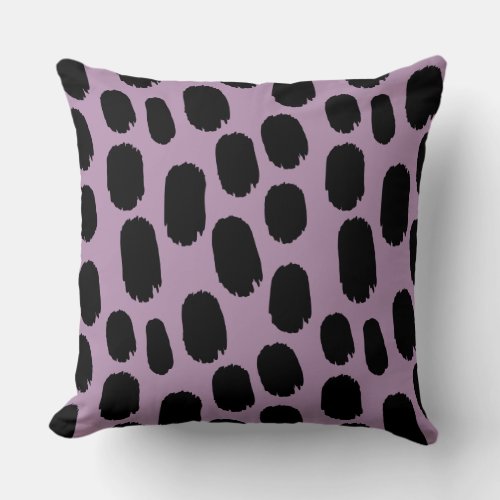 Bold Painted Spots _ Black on Mauve b38fb1 Throw Pillow