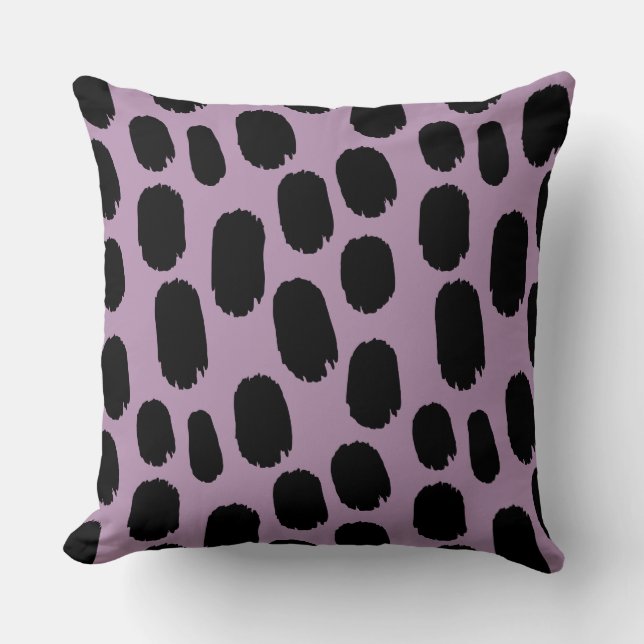 Bold Painted Spots - Black on Mauve b38fb1 Throw Pillow (Front)
