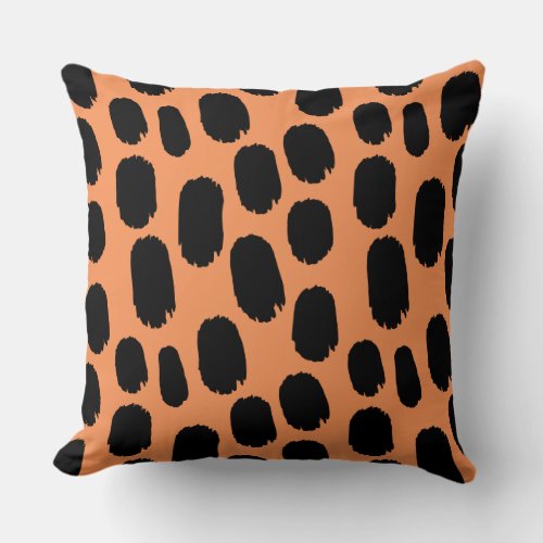 Bold Painted Spots _ Black on Orange f79256 Throw Pillow