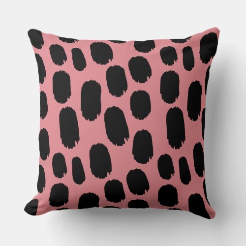 Bold Painted Spots _ Black on Pink e3868f Throw Pillow