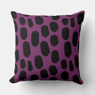 Bold Painted Spots - Black on Wine 752864 Throw Pillow