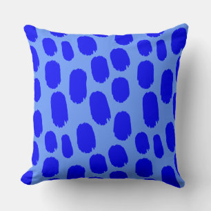 Bold Painted Spots - Blue on Baby Blue Throw Pillow