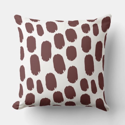 Bold Painted Spots _ Brown on White Throw Pillow