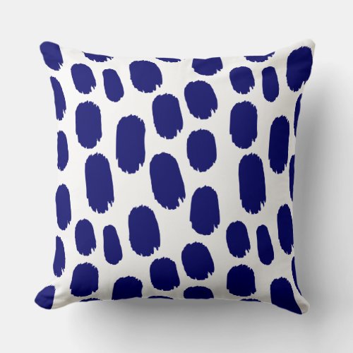 Bold Painted Spots _ Deep Navy on White Throw Pillow