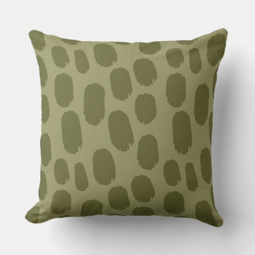 Bold Painted Spots _ Deep Olive on Khaki Throw Pillow