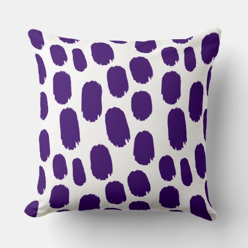 Bold Painted Spots _ Deep Purple on White Throw Pillow