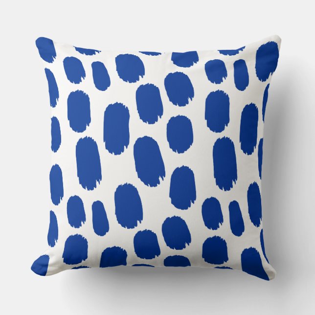 Bold Painted Spots - Navy on White Throw Pillow (Front)