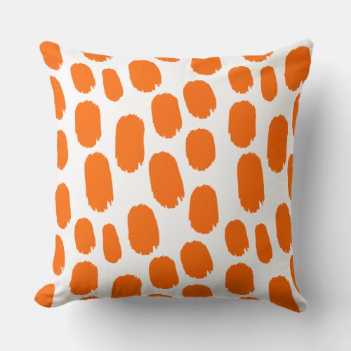 Bold Painted Spots _ Orange on White Throw Pillow