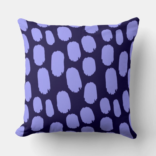 Bold Painted Spots - Pastel Blue on Dark Blue Throw Pillow (Front)