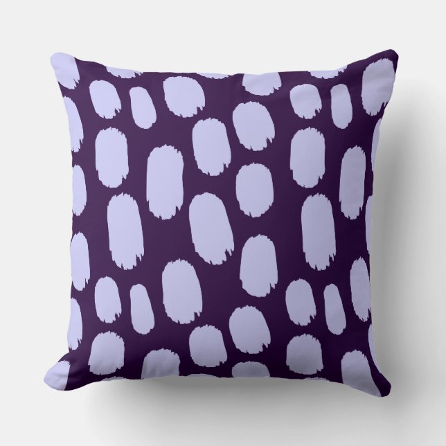 Bold Painted Spots - Powder Blue on Deep Purple Throw Pillow (Front)