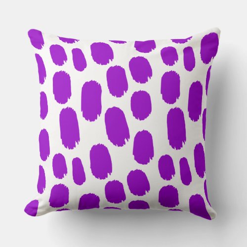 Bold Painted Spots _ Purple on White Throw Pillow